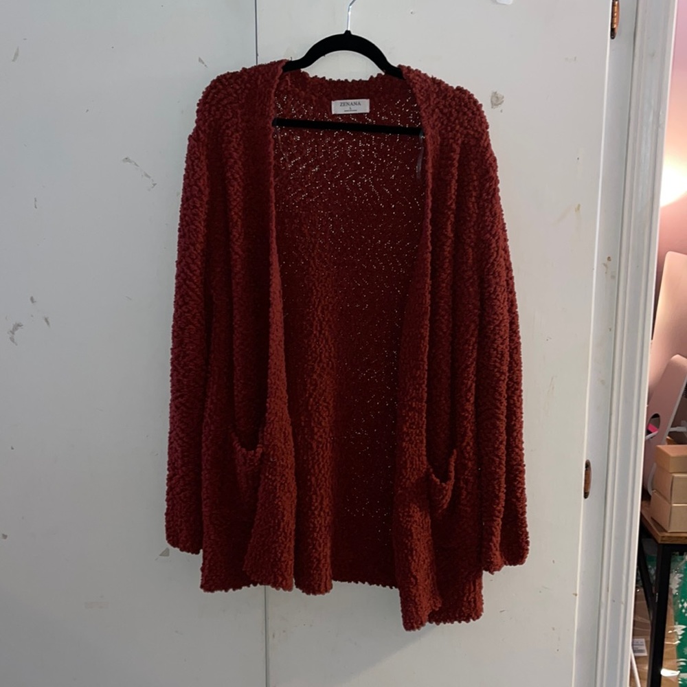 NWOT - rust popcorn cardigan